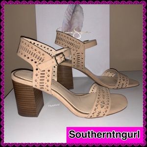 NWT JESSICA SIMPSON Microsuede Block Heels Sandals